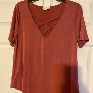 Pink V-neck Top